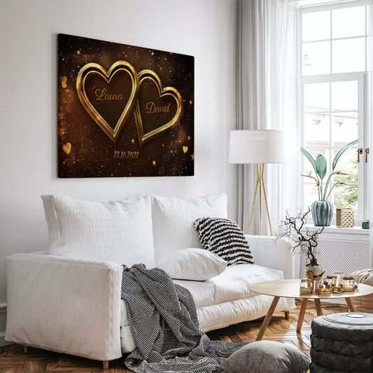 Personalisierte Leinwand Glänzende Herzen
