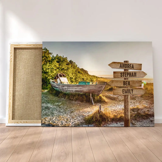 Personalisierte Leinwand ’Boot am Strand’