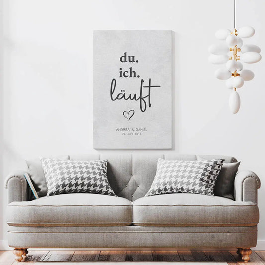 Personalisierte Leinwand ’Du. Ich. Läuft’