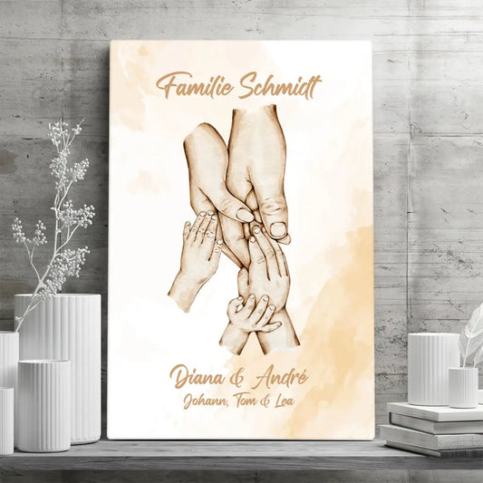 Personalisierte Leinwand ’Familien-Hände’