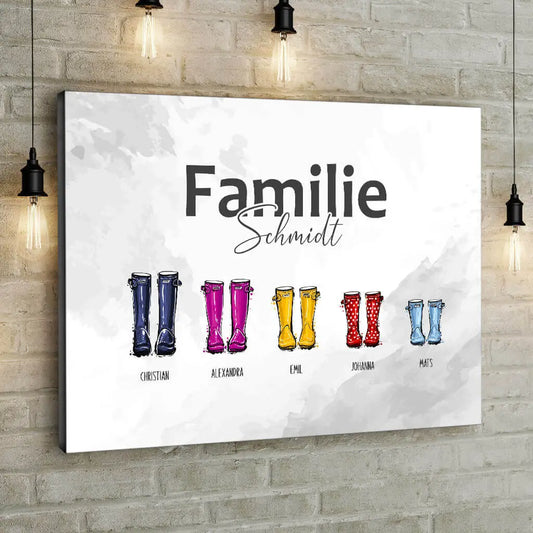 Personalisierte Leinwand ’Familienstiefel’ - 30 x 20cm