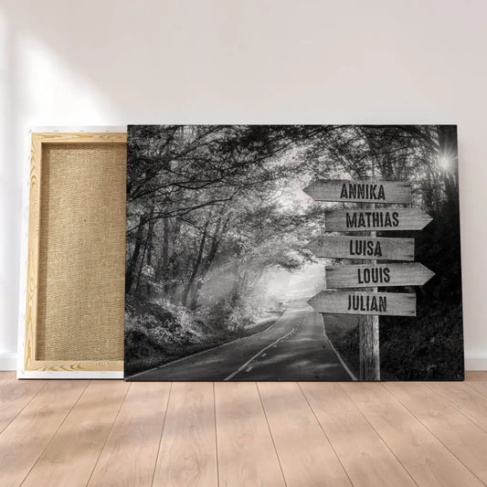 Personalisierte Leinwand ’Herbststraße - s/w’