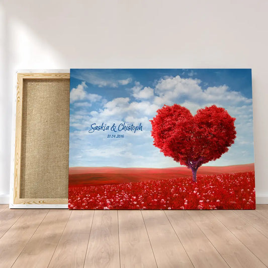 Personalisierte Leinwand Herzbaum