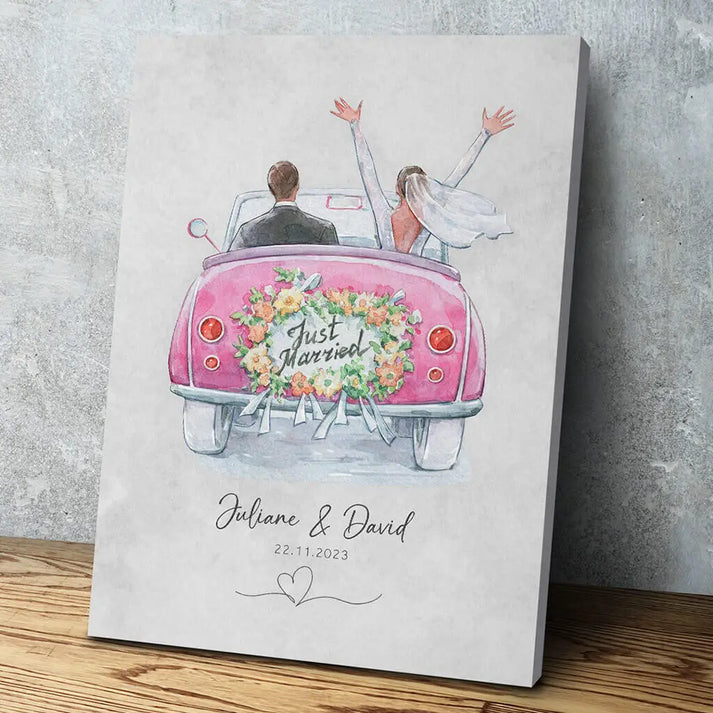 Personalisierte Leinwand ’Just married’