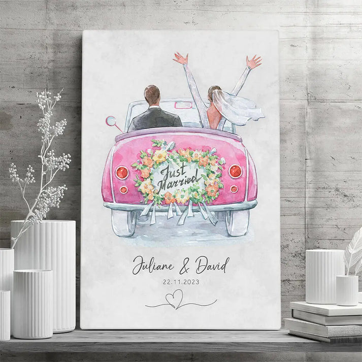 Personalisierte Leinwand ’Just married’ - 20 x 30cm