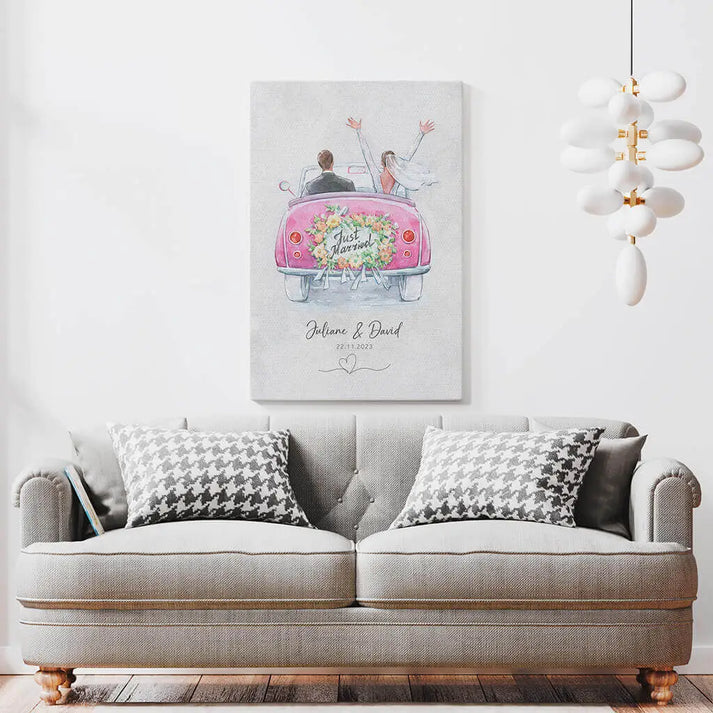 Personalisierte Leinwand ’Just married’