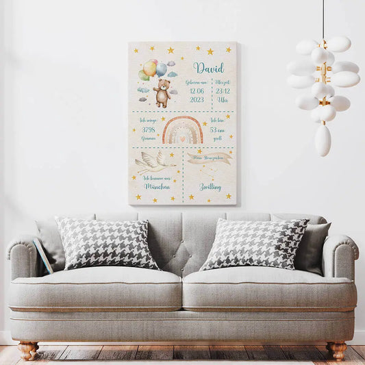 Personalisierte Leinwand zur Geburt