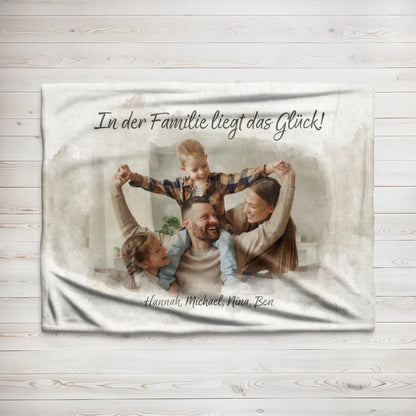 Personalisierte Decke "Familien Aquarell"