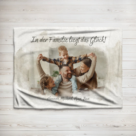Personalisierte Decke "Familien Aquarell"
