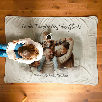 Personalisierte Decke "Familien Aquarell"