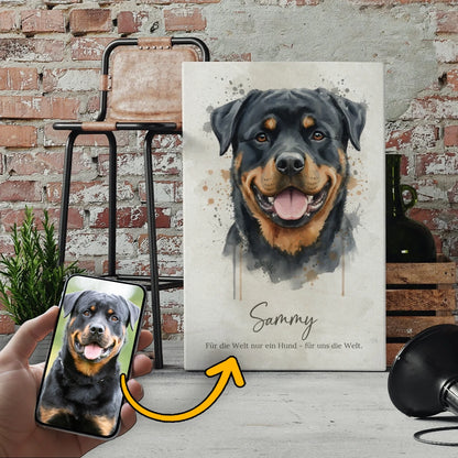 Personalisierte Leinwand - Tierportrait im Aquarell-Stil