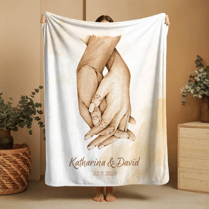 Personalisierte Decke "Haltende Hände"