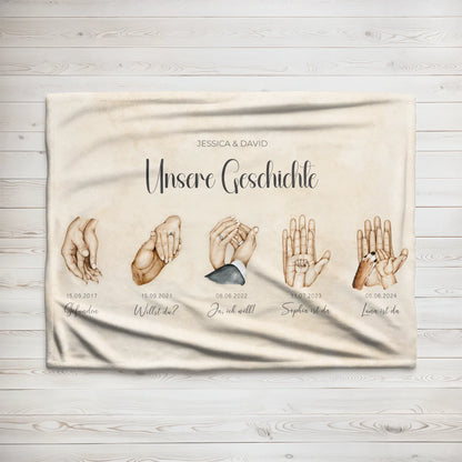 Personalisierte Decke "Unsere Geschichte"