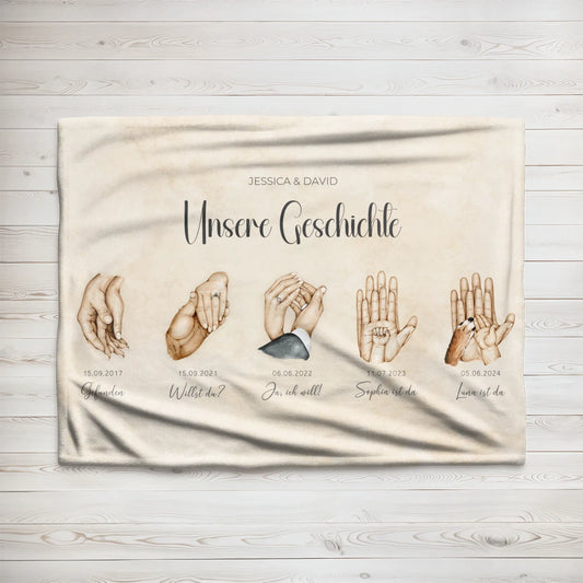 Personalisierte Decke "Unsere Geschichte"