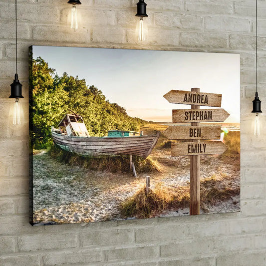 Personalisierte Leinwand ’Boot am Strand’ - 30 x 20cm