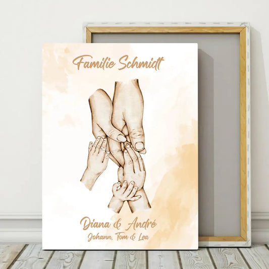 Personalisierte Leinwand ’Familien-Hände’ - 20 x 30cm