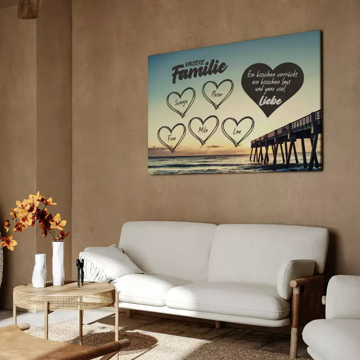 Personalisierte Leinwand ’Familien - Herzen - Meer’ 8