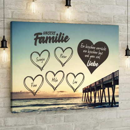 Personalisierte Leinwand ’Familien - Herzen - Meer’ 1