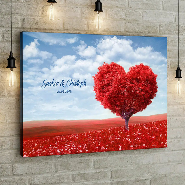 Personalisierte Leinwand Herzbaum - 30 x 20cm