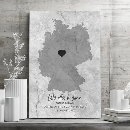 Personalisierte Leinwand ’Herzensort’ - 20 x 30cm / Stil 4