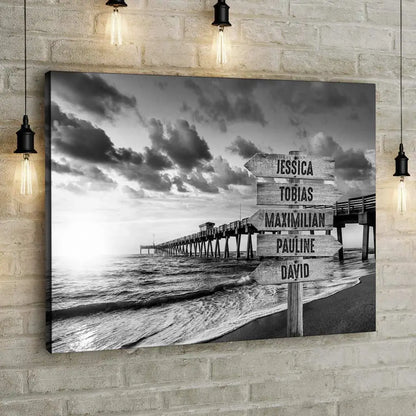 Personalisierte Leinwand ’Pier schwarz/weiß’ - 30 x 20cm