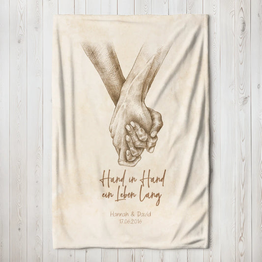 Personalisierte Decke "Hand in Hand"