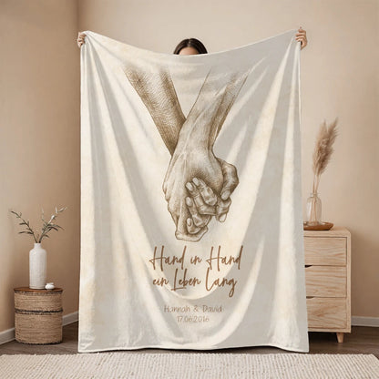 Personalisierte Decke "Hand in Hand"