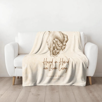 Personalisierte Decke "Hand in Hand"