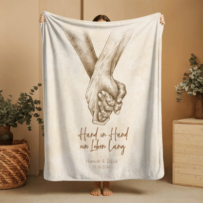 Personalisierte Decke "Hand in Hand"