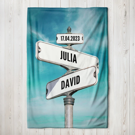 Personalisierte Decke "Retro Straßenschild"
