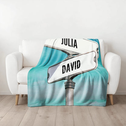 Personalisierte Decke "Retro Straßenschild"