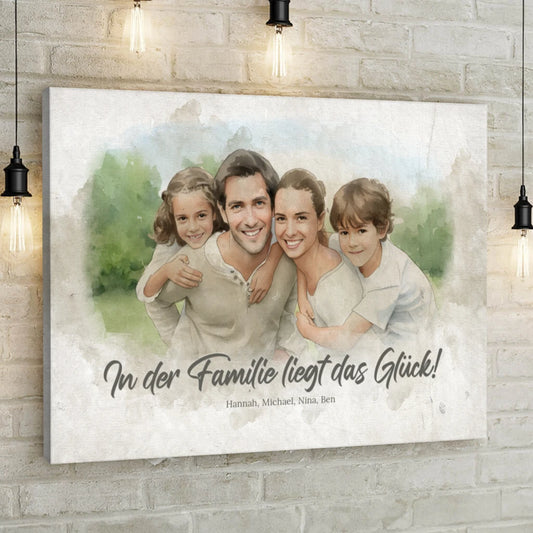 Personalisierte Leinwand  "Familien Aquarell"