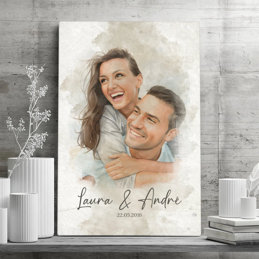 Personalisierte Paar-Leinwand im Aquarell-Stil