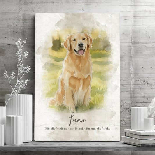 Personalisierte Leinwand - Tierportrait im Aquarell-Stil