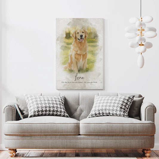 Personalisierte Leinwand - Tierportrait im Aquarell-Stil