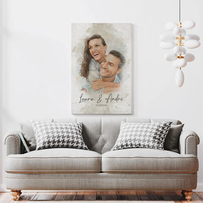 Personalisierte Paar-Leinwand im Aquarell-Stil