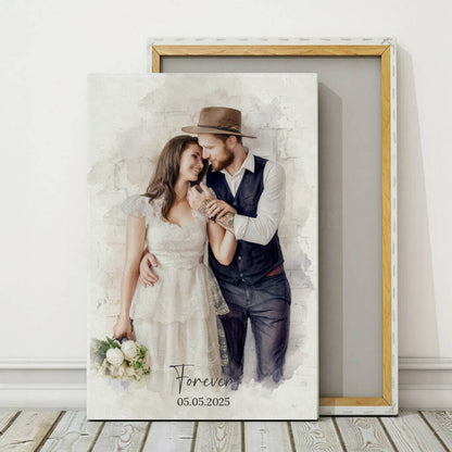 Personalisierte Hochzeits-Leinwand „Forever“ - Euer Foto als Kunstwerk
