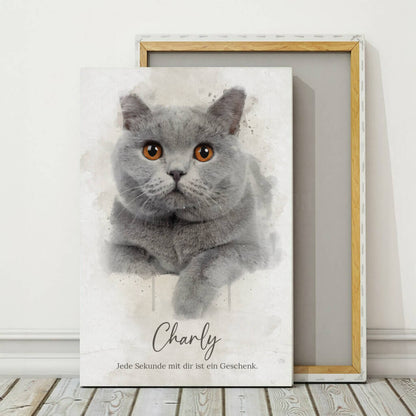 Personalisierte Leinwand - Deine Katze im Aquarell-Stil