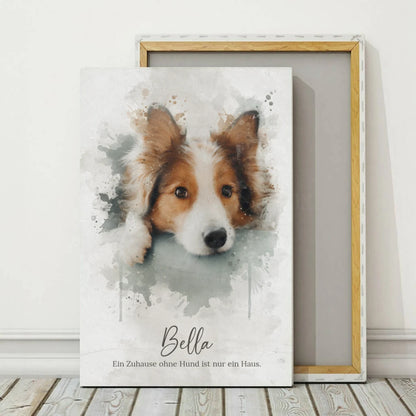 Personalisierte Leinwand - Tierportrait im Aquarell-Stil