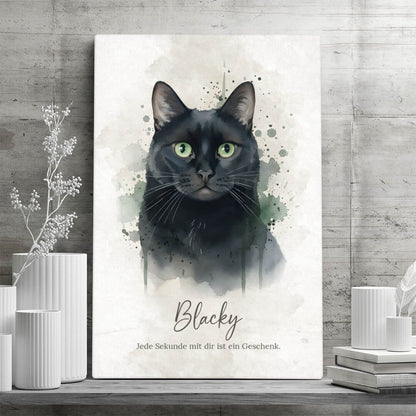 Personalisierte Leinwand - Deine Katze im Aquarell-Stil