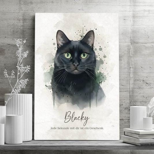 Personalisierte Leinwand - Deine Katze im Aquarell-Stil