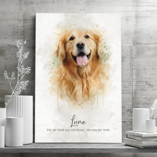 Personalisierte Leinwand - Tierportrait im Aquarell-Stil