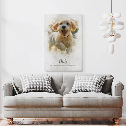 Personalisierte Leinwand - Tierportrait im Aquarell-Stil