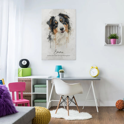 Personalisierte Leinwand - Tierportrait im Aquarell-Stil