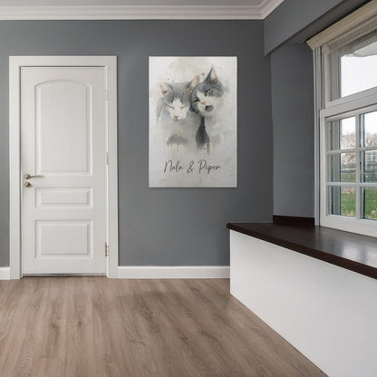 Personalisierte Leinwand - Deine Katze im Aquarell-Stil
